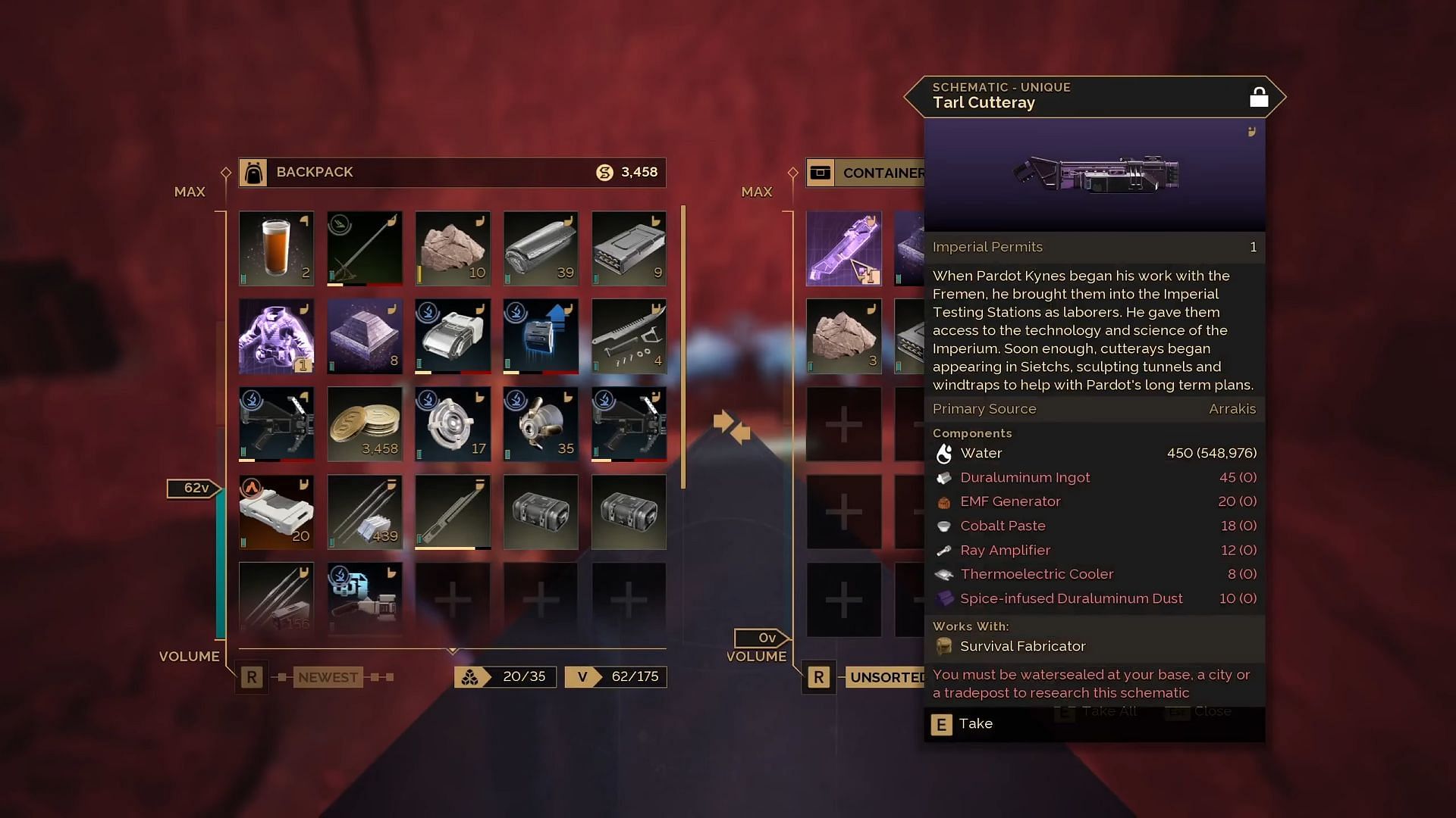 Tarl Cutteray schematic (Image via Funcom || YouTube/Hakei)
